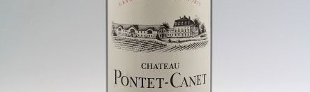 The picture shows a grand cru bottle of Chateau Pontet Canet wine from Bordeaux