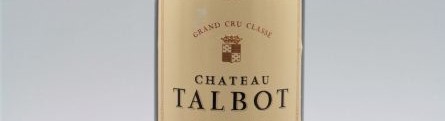 The picture shows a grand cru bottle of Chateau Talbot wine from Bordeaux
