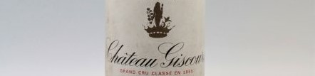 La photo montre une bouteille du grand vin du chateau giscours à margaux à Bordeaux