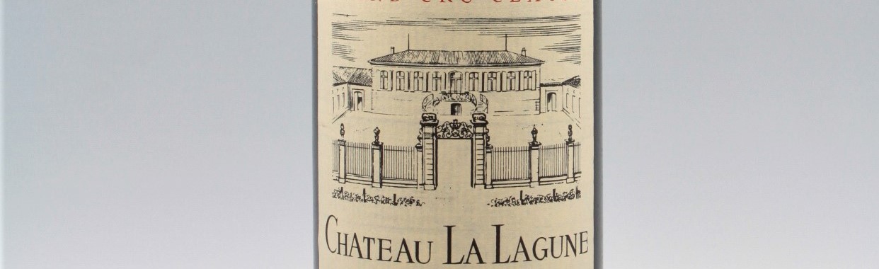 The picture shows a grand cru bottle of Chateau Lagune wine from Bordeaux