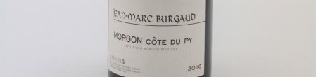 La photo montre une bouteille de l'appellation Morgon du domaine Burgaud dans le Beaujolais.
